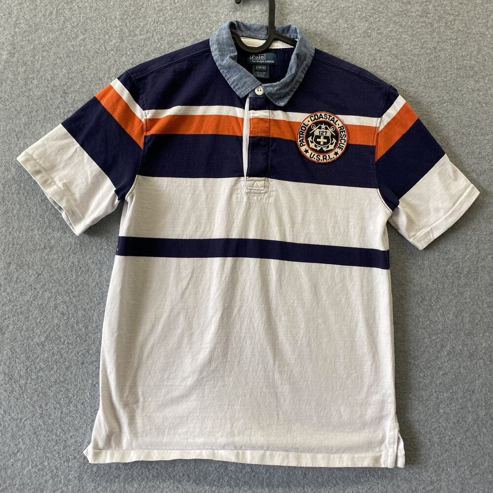 Polo Ralph Lauren Polo Shirt Large 14-16 Patrol Coastal Rescue Rugby Boys Youth